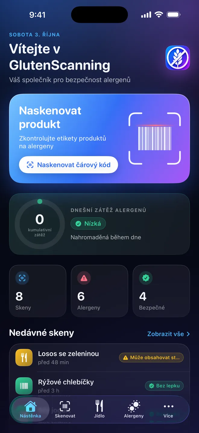 Přehled — Vaše alergenová zátěž, den po dni