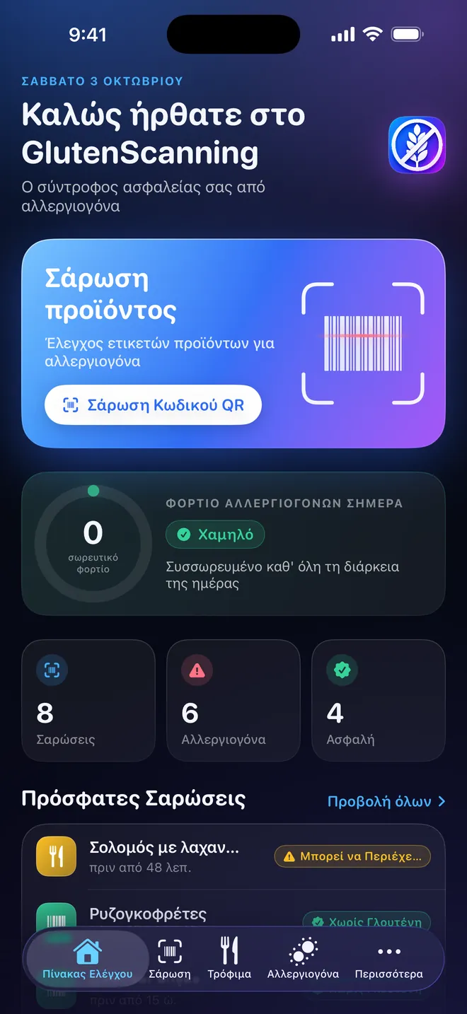 Πίνακας — Το φορτίο αλλεργιογόνων σας, μέρα με τη μέρα