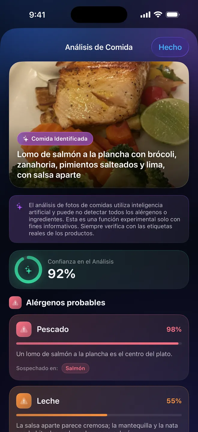 Análisis de comidas — Fotografía el plato, no el envase