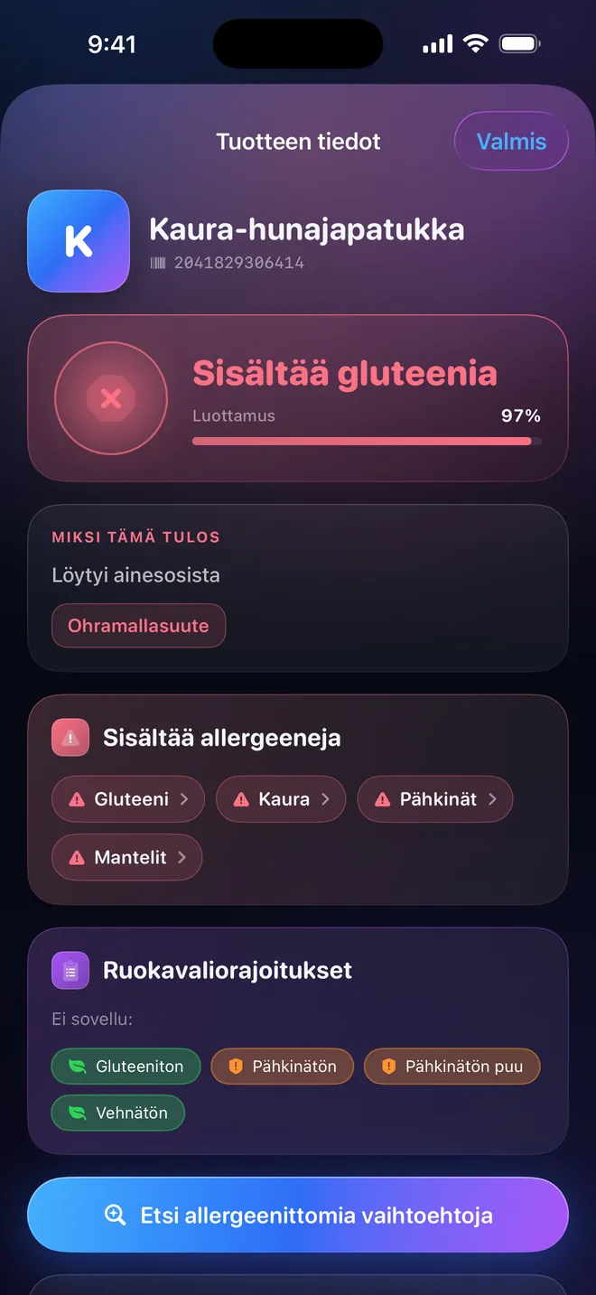 Viivakoodin tulos — Tuomio ja sen perustelu