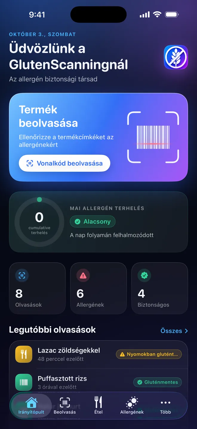 Áttekintés — Az allergénterhelése, napról napra