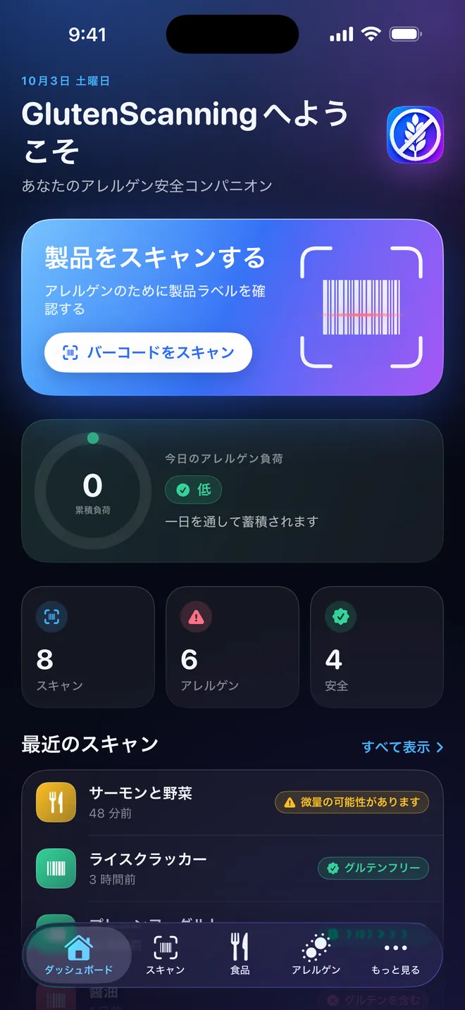 ダッシュボード — アレルゲン負荷を、日ごとに