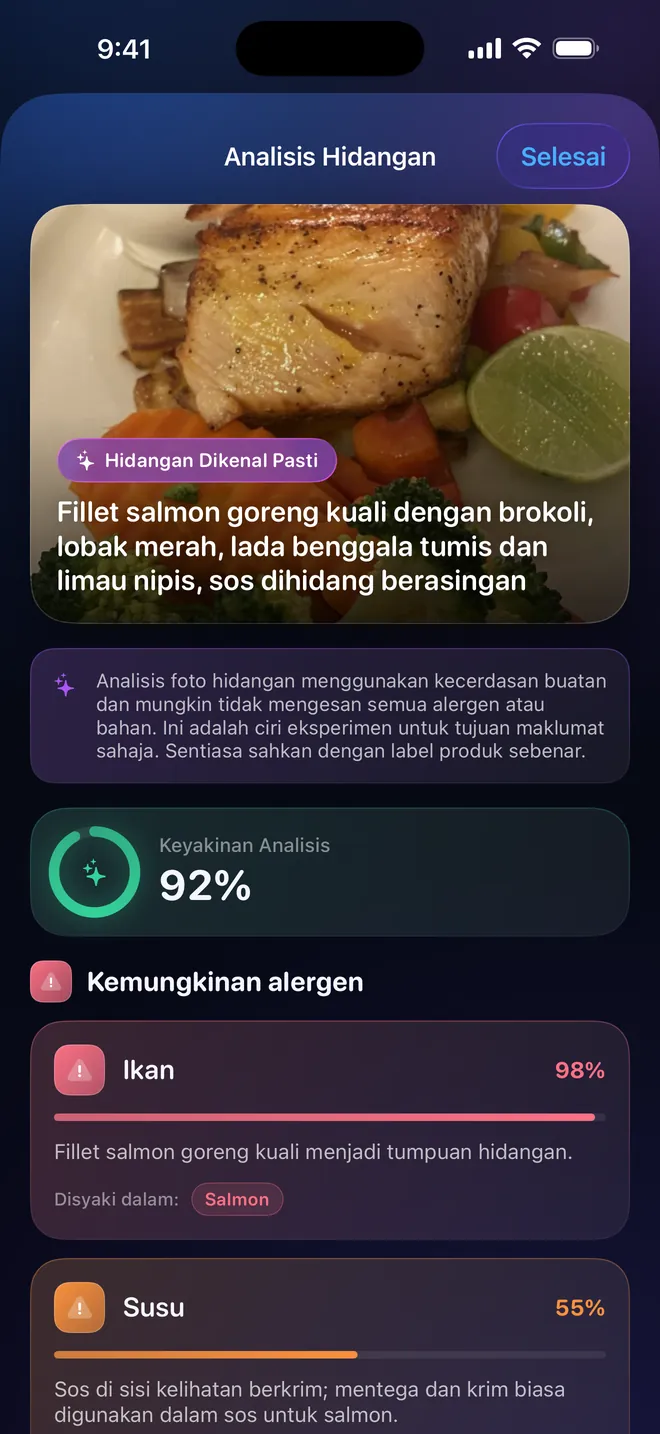 Analisis hidangan — Ambil gambar pinggan, bukan bungkusan